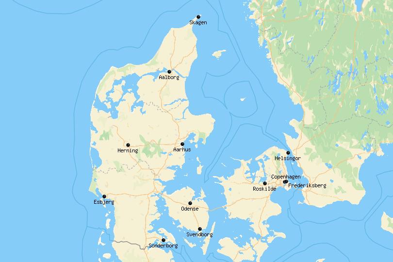 Cities_Denmark_Map